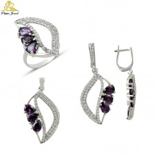 Gümüş zirkon taşlı set